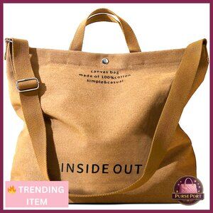 Large Tote Bag, Canvas Crossbody Shoulder Bag with Adjustable Strap
